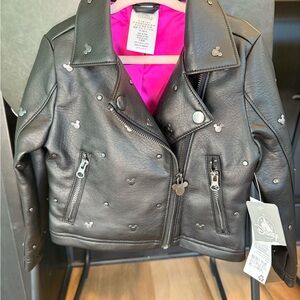 NWT Disney Black and Pink Leather Motorcycle Jacket